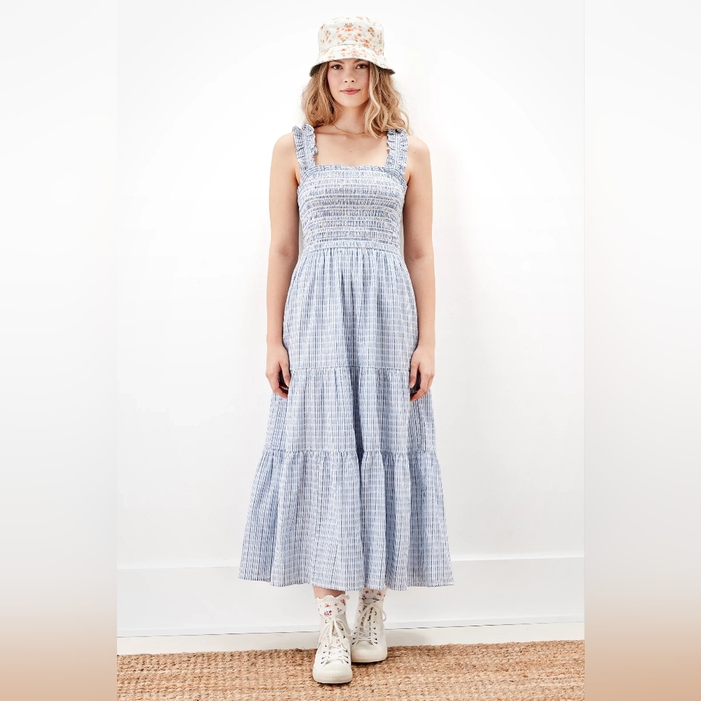 American Eagle Ruffle Smocked Midi Dress